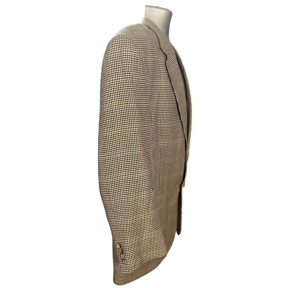 Jos. A Bank Neutral Houndstooth Print Silk and Wool Two Button Blazer Size 44R - Picture 2 of 11